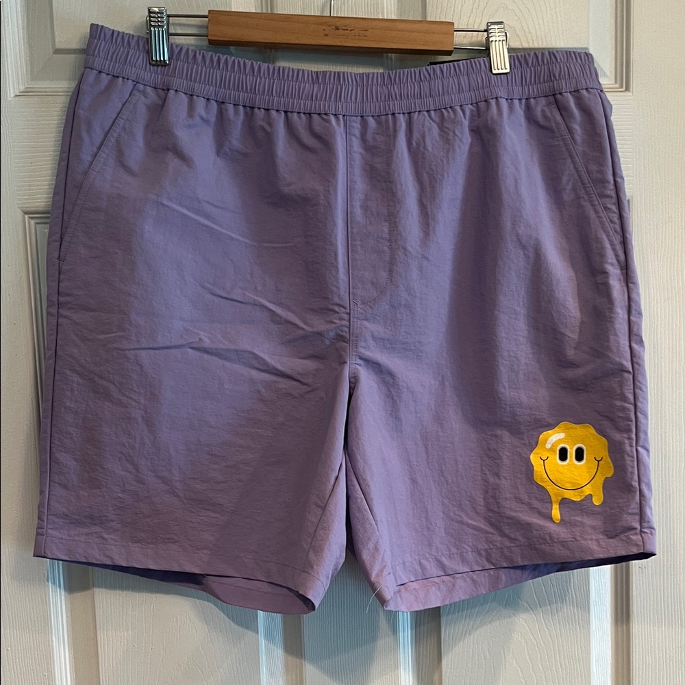 Lavender Men's Swim Trunks with Smiley Face